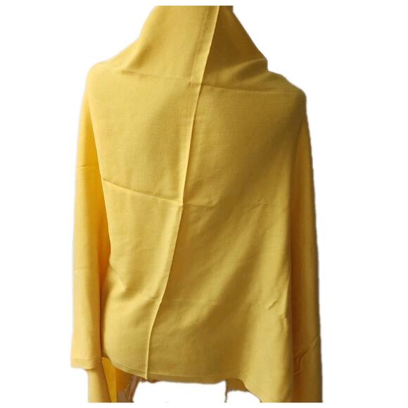Nexxt Cashmere Silk Wrap Scarf Marigold Yellow Fringe Preppy Old Money Classic - Picture 6 of 9